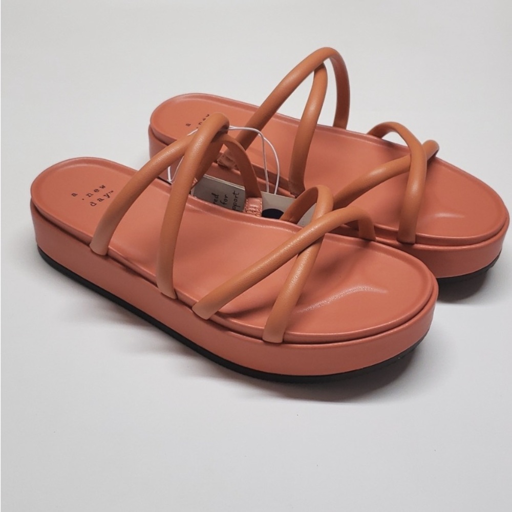 NEW! A New Day Dory Platform Heels Strappy Sandals - Apricot Orange - Picture 3 of 7